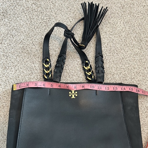 Tory Burch “Brooke” Suede and Smooth Leather Tote in Black - Picture 16 of 16